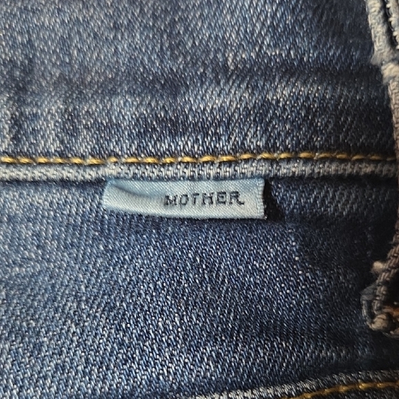 MOTHER Distressed Flare Jeans in Blue - Picture 6 of 13